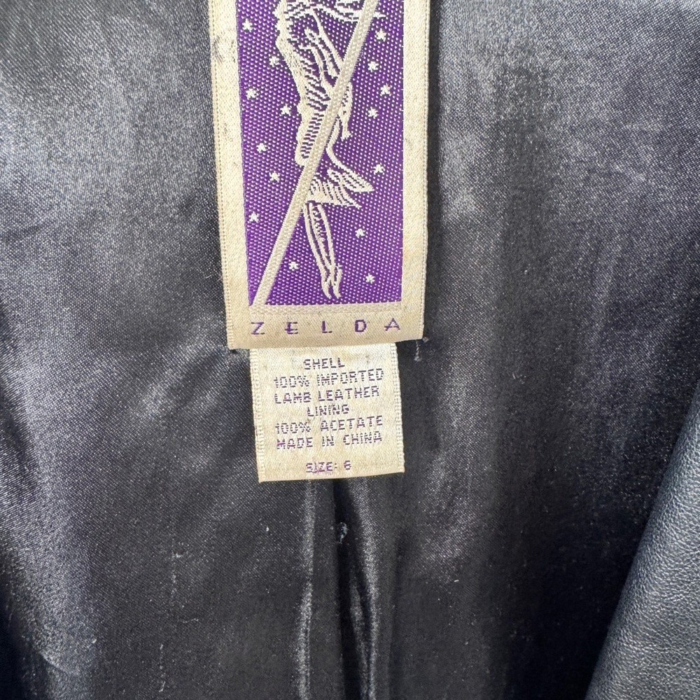Vintage Zelda Black Leather Jacket with Gold Detailing - Picture 2 of 8